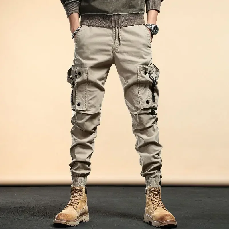 Trousers Black Cargo Jeans for Men with Pockets Male Cowboy Pants Motorcycle Classic 2024 Trend Designer Autumn Clothing Denim