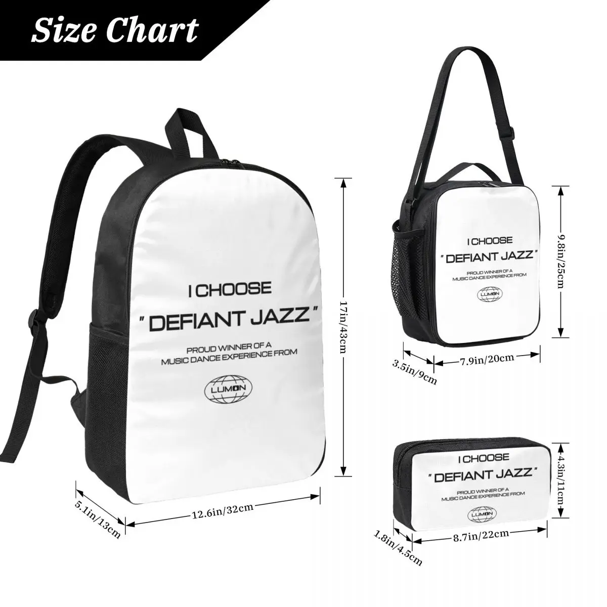 Lumon Severance I Choose Defiant Jazz Backpack  BookBag School Bag Laptop Shoulder Bags 3ps Insulated Lunch Bag Pencil Case