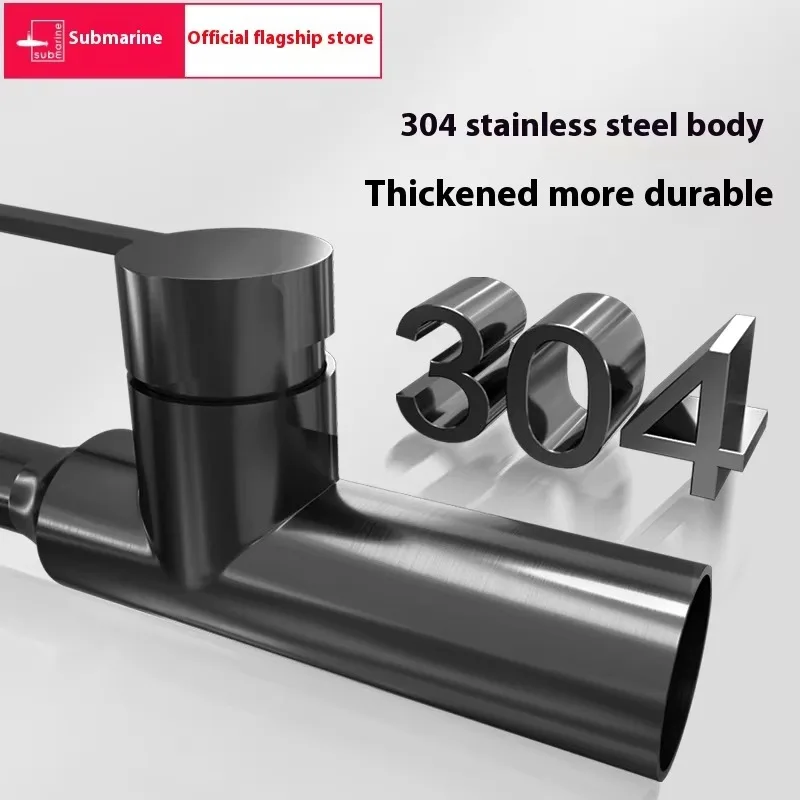 ZC1-Modern Design Single-Hole Kitchen Faucet Universal Hot Cold Submarine Basin Splash-Proof Ceramic Valve Core