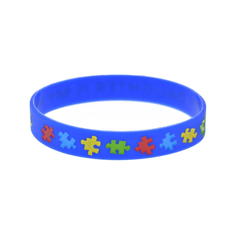 1 PC Emotional Gift for Mom My Daughter is my Hero Silikon-Gummi-Armband mit Puzzle-Logo, modisches Armband, Erwachsenengröße – Detail 3