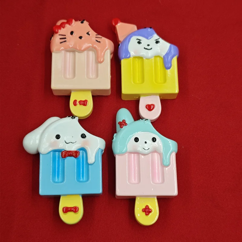 Simulación de paletas de dibujos animados de Navidad, receta de resina, imán para refrigerador, artesanías de resina, comida creativa especial, decoración del hogar