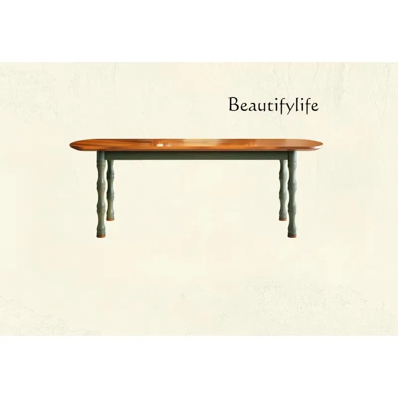 X35 French Retro Solid Wood Dining Table Household Dining Table Antique Simple Ash Wood Rectangular Dining Table