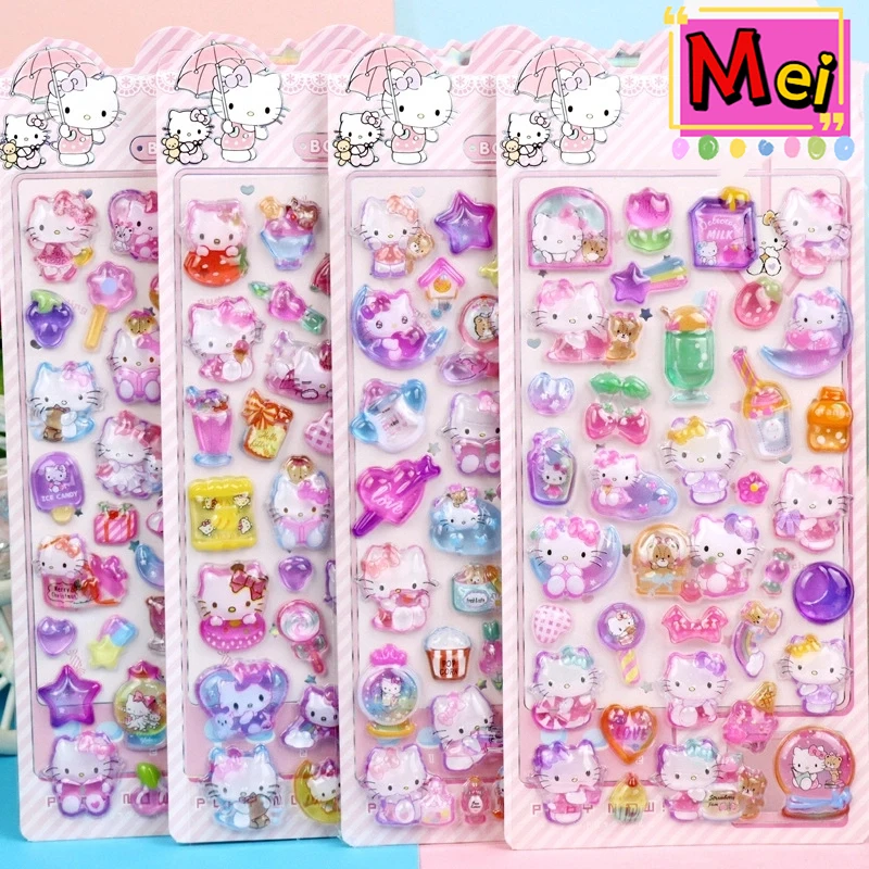 【セール中】新しい4ピースキティ3Dクリスタルステッカーかわいいポニー子猫カピバラ楽しい多機能漫画装飾ステッカークリスマスギフト