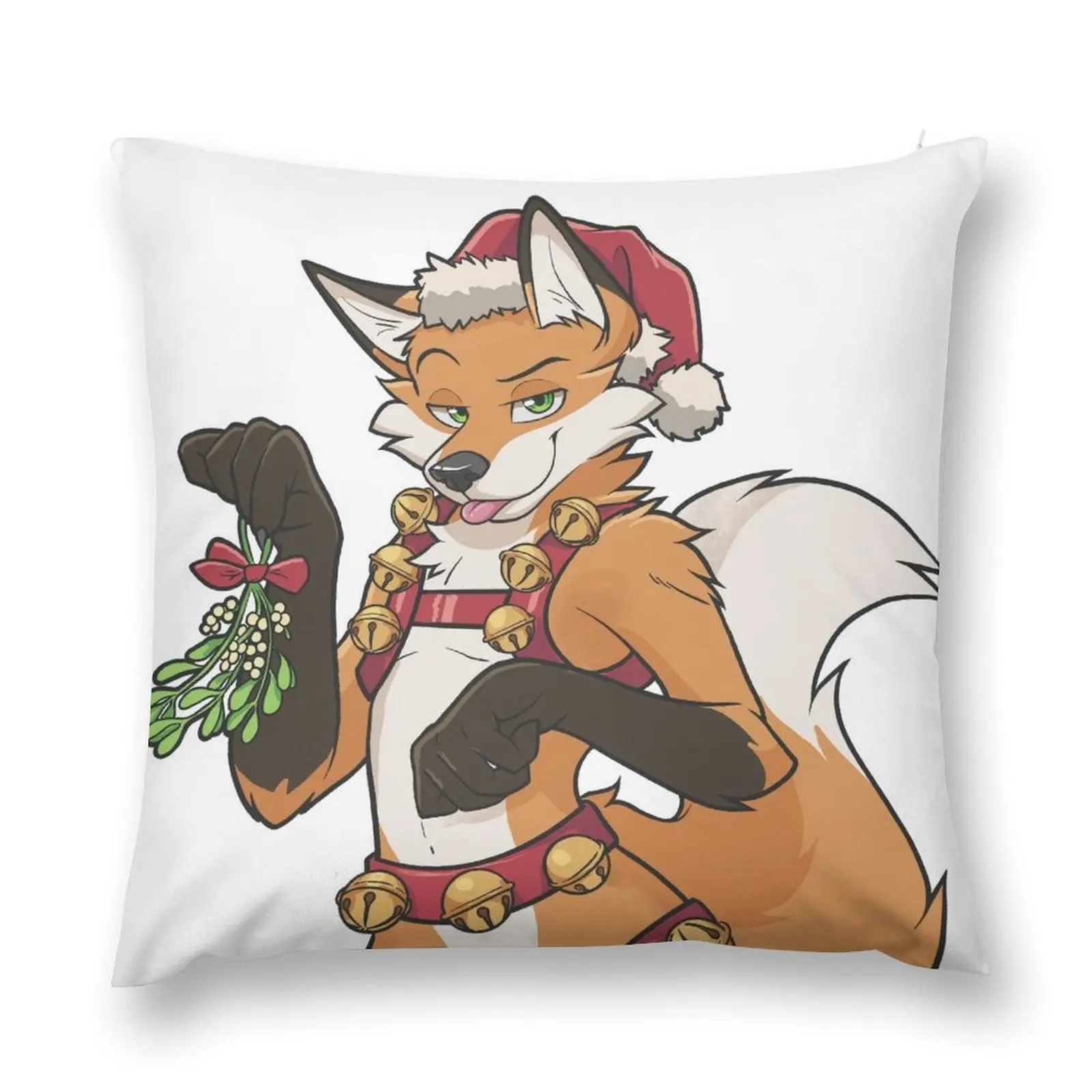 

Holiday Xmas Furry Santa Fox Sticker Design Throw Pillow Decorative Cushions Luxury Living Room Decorative Cushions pillow