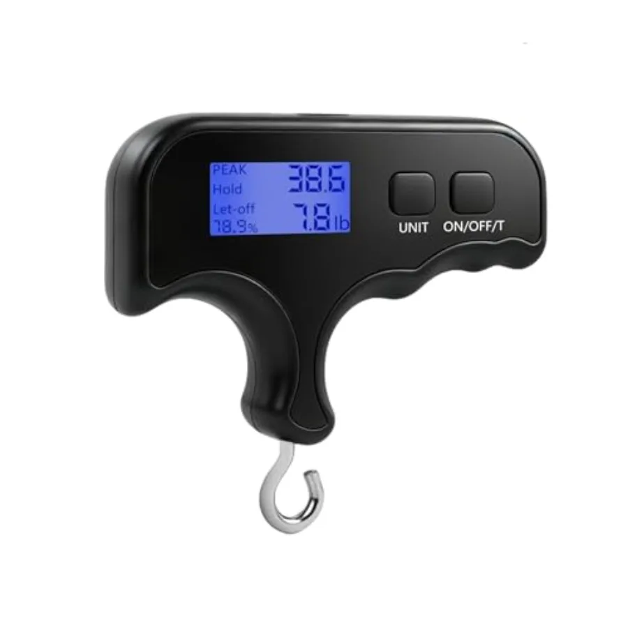 Archery Bow Scale for Hunting Bow Tuning, ABS Plastic, Black, 110Lbs High Accuracy with Unit Conversion Backlit LCD