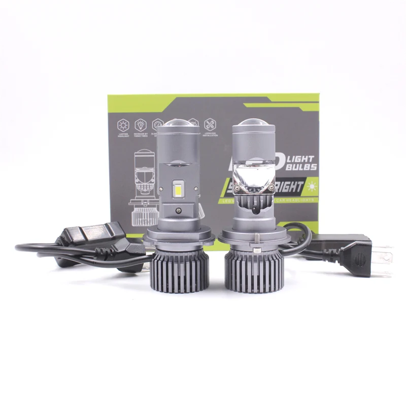 

100W 50000LM H4 Bi-светодиодный линза проектора H4 Дальний-Ближний свет лампы фары модифицированные лампы для автомобиля