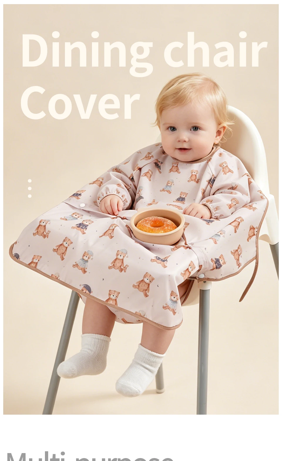 Kangobaby Baby-Lätzchen - Verschmutzungssichere Fütterungslätzchen für Babys - Verstellbar, wasserdicht und mit Befestigung für Hochstuhl/Tisch – Detail 1