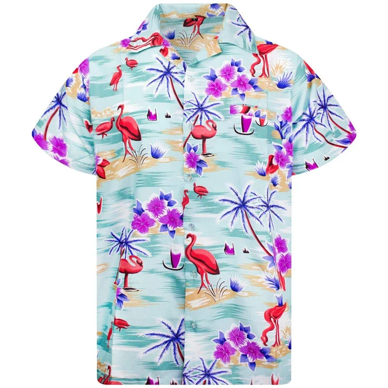 Men's shirt lapel summer short-sleeved Hawaiian personalized pattern 3D printing daily casual work vacation comfortable design