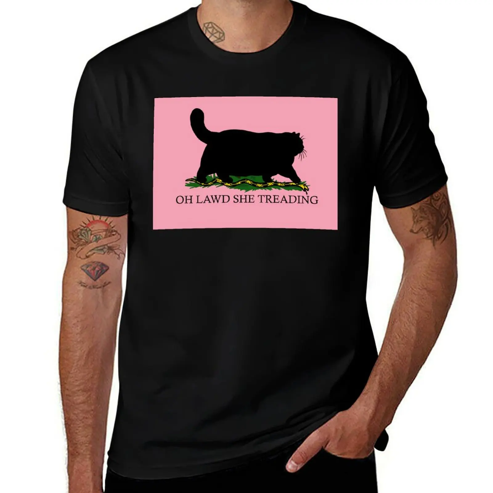 Oh Lawd She Treading Pink Version T-Shirt Clothing summer tops valentines boutique clothes cotton t shirt men