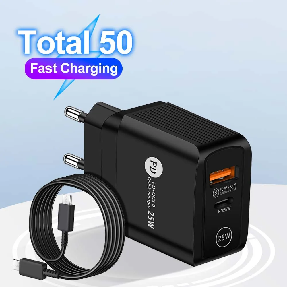 USB Type C Charger 25W PD Fast Charging Adapter for Samsung S23 Ultra Huawei iPhone Phone Charger Quick Charge 3.0 Plug