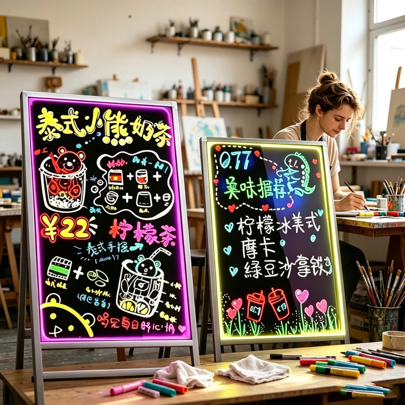 8 Colors 7mm Wet Erasable Neon Chalk Markers, Washable Liquid Pens for Blackboard, Signboard, Glass & Window DIY Drawing