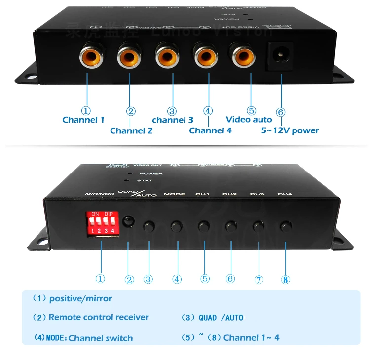 4 kamery przełącznik sterujący box IR Remote Car wiele kamer obraz wideo dla systemu przedniego/tylnego/lewego/prawego kamera cofania