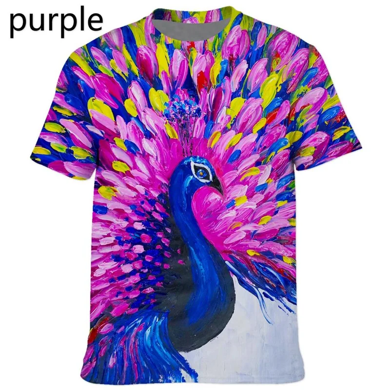 Male Peacock Graphic T Shirts for Men 3D Printed Zoo Animal Funny  Maurya T-Shirt Womens Fashion Streetwear Kids Tee Shirts Tops