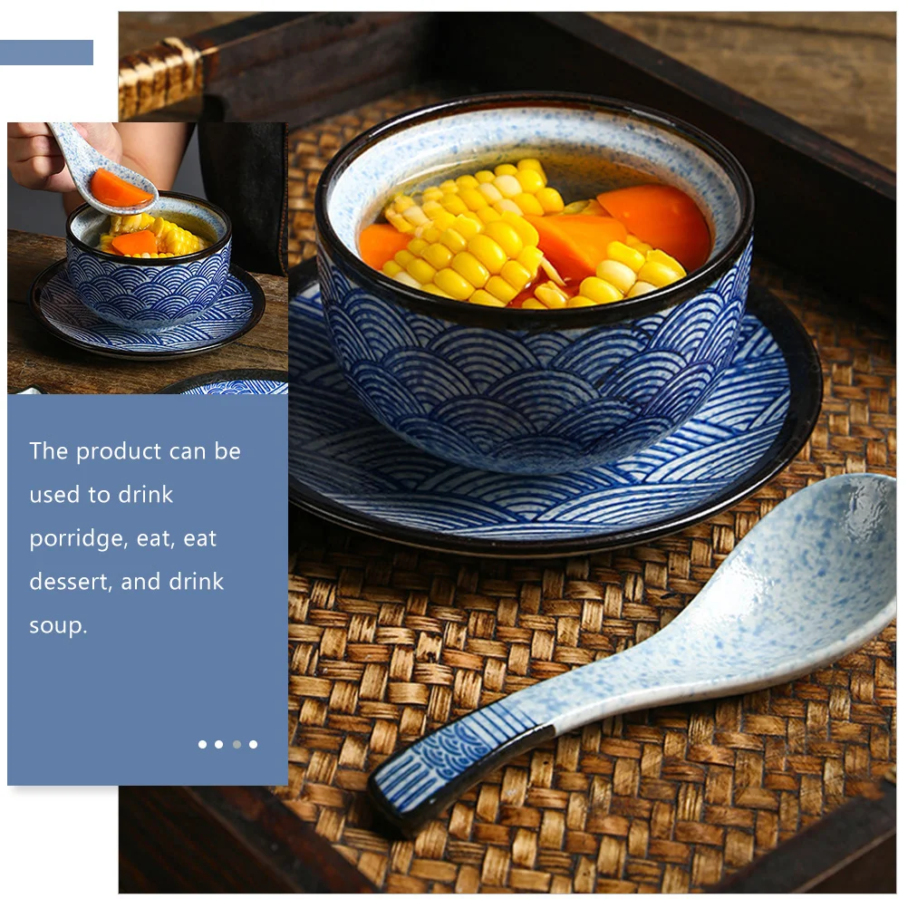 Decorative Bowl Ceramic Stew Pot Bowls with Lids Microwave Ramen Soup Hand-Pulled Noodle Large Serving Japanese