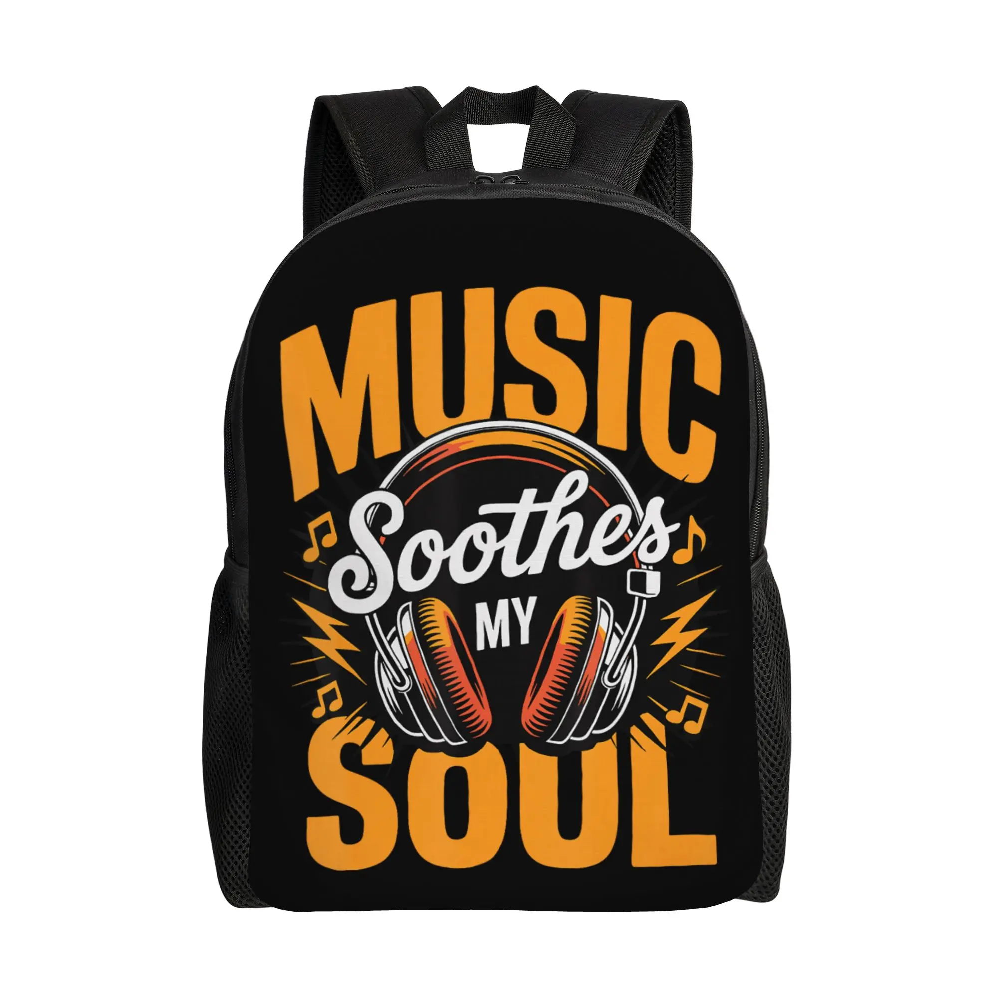 Music Soothes My Soul Backpack  Women Polyester Hiking Backpacks Durable Kawaii School Bags Rucksack