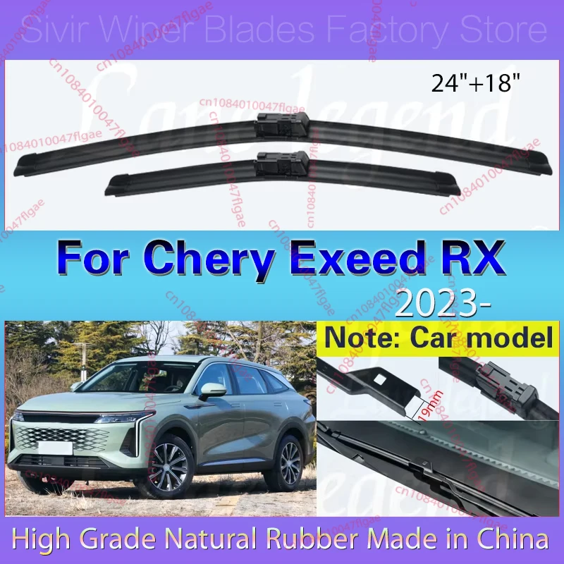 

For Chery Exeed RX 2023 Car Front Wiper Blades Soft Rubber Windscreen Clean Window Windshield Brushes Car Accessories 24"+18"