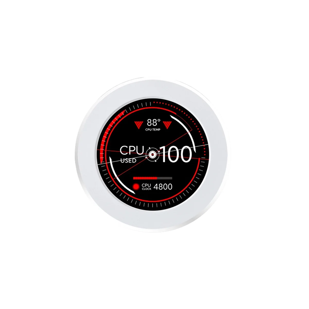 Écran secondaire IPS de 2.1 pouces, 480X480 USB, écran LCD rond refroidi à l'eau, CPU, GPU, RAM, HDD, surveillance blanche