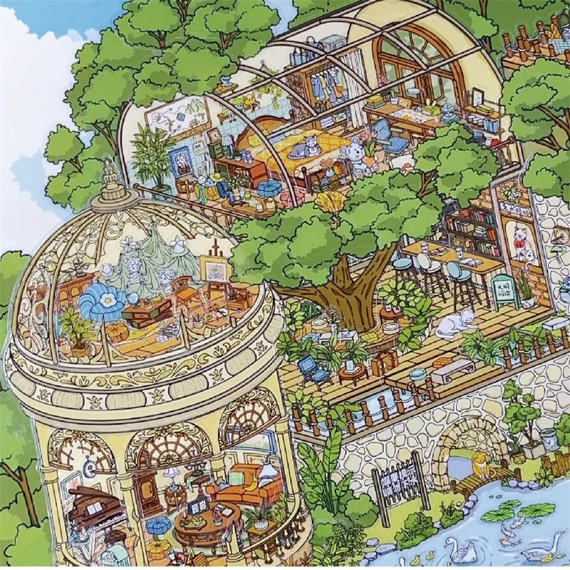 

JIAMEI Plus Size Kawaii 3D Cartoon Miniature Scene Stickers Creative Handbook Decoration DIY Fun Stacking Scrapbook Stickers