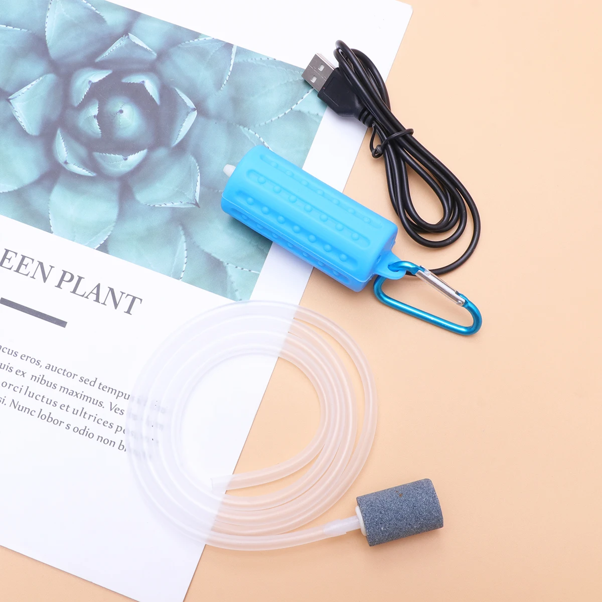 

Silent USB Small Fish Tank Oxygen Air Pump Sky Blue Low Noise Multi-Level Muffler Aquarium Pond Saving