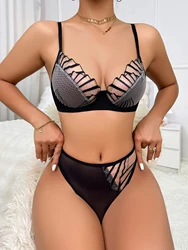 New Design High-Quality Lingerie Set With Sexy butterfly Line Mesh Plicing Women's Underwear Push Up Bra 2 Pieces YS2417