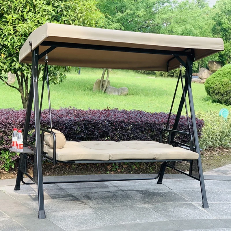 

High Quality Wrought Iron Steel Outdoor Swing Bed Patio Chair with Canopy for Beach Balcony or Garden Furniture