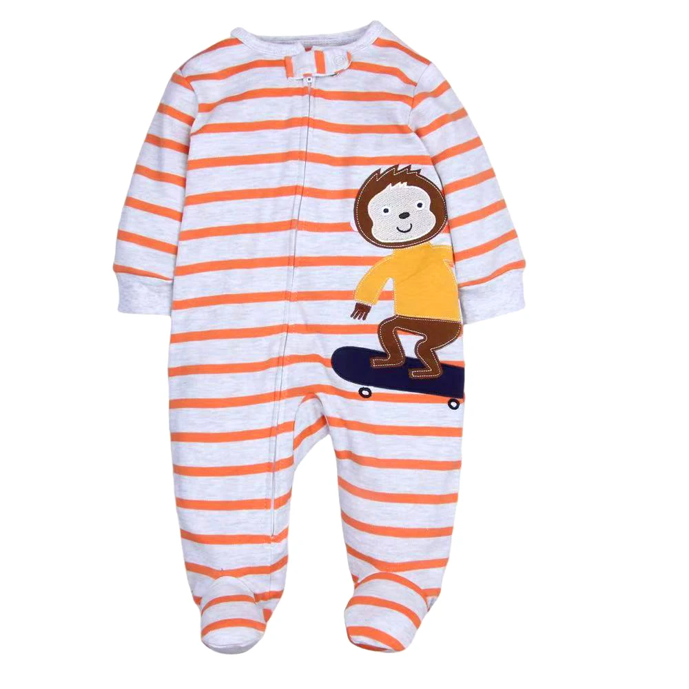 2026 New Fashion Stripe Baby Romer Soft Cotton Baby Boy Clothes Newborn Baby Girl Clothes Infant Zipper Bebe Jumpsuit 3-12 Month
