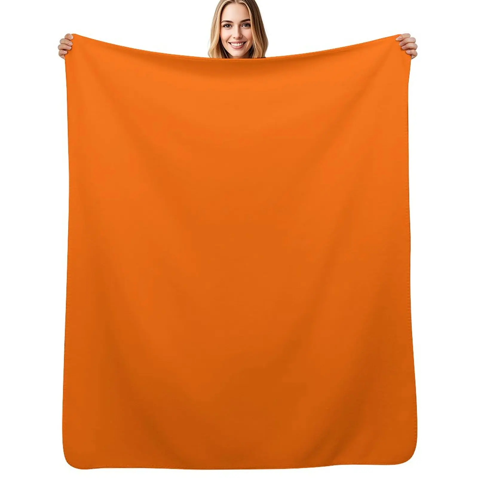 (BLANK) Hunter ORANGE Safety Blaze (hex #FF6700) Throw Blanket Warm Cozy Throw Blanket for Living Room Couch