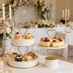 Elegant Gold Heart-Shaped Floating Cake Stand Metal Dessert Display for Weddings Birthday Parties