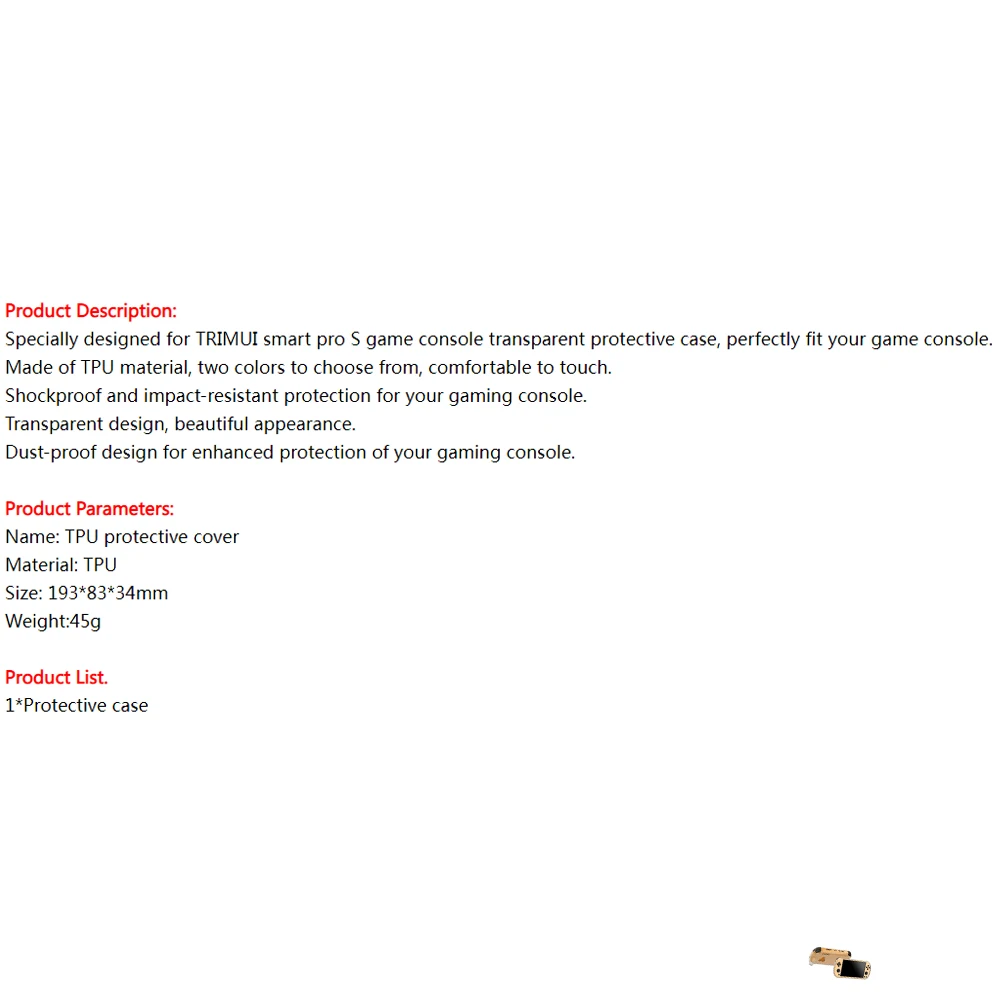 

Protective Case Cover for TRIMUI Smart Pro S Game Console, Case TPU Cooling Transparent anti-drop Case Sleeve Game Accessories