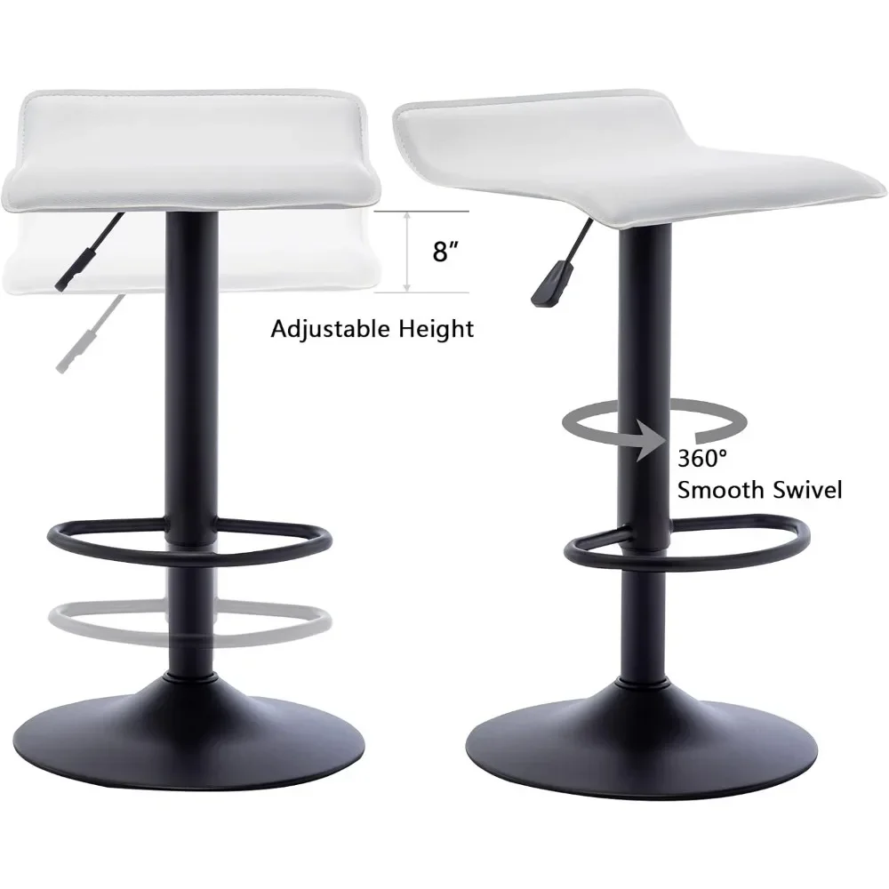 Adjustable Bar Stools Set of 2, Modern Swivel PU Leather Airlift Barstools, Backless Kitchen Counter Height Bar Chair