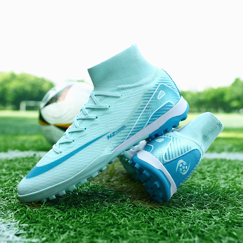 Professional Soccer Shoes TF Broken Nail Teenagers Durable Looking HighTops Training Shoes Adult Outdoors Non Slip FootballShoes