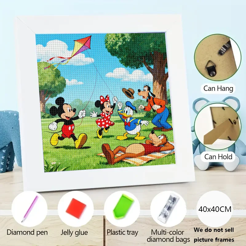 

1 шт. новый 5D набор для алмазной живописи «сделай сам», Микки Маус Диснея, Минни Маус, Дональд Дак, Гуфи Плутон, друзья, пикник, воздушный змей, летающая сцена,