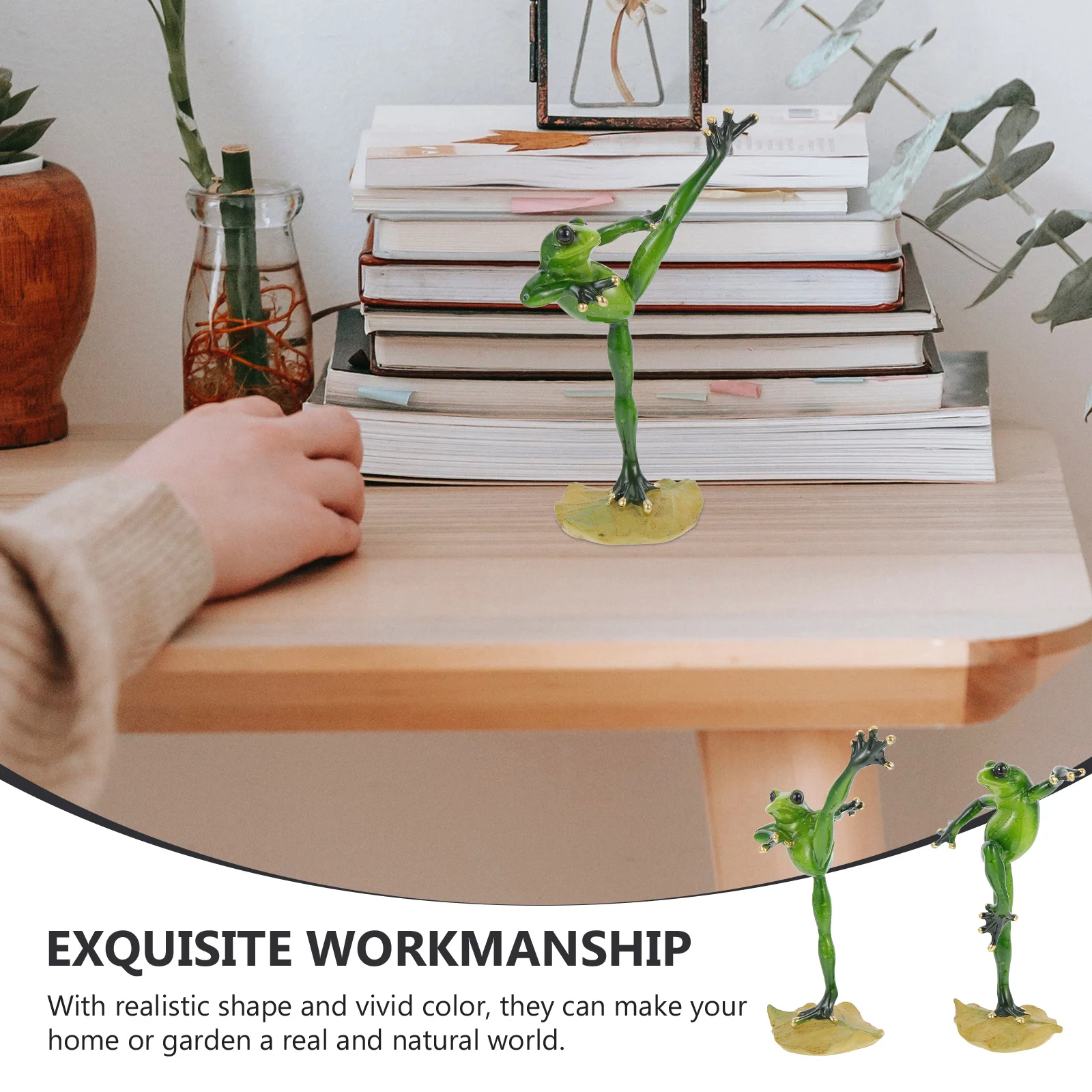 

2pcs Frogs Resin Lifelike Couple Frogs Decor For Garden Desktop Micro Landscape Waterproof Garden Adornment