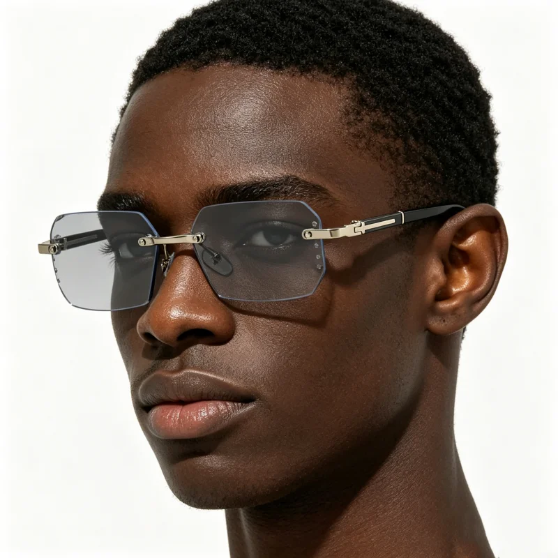 SEAMERGO 1.61 Index Photochromic Glasses Fashion Luxury Diamond Prescription Glasses Women Men Rimless Optical Lenses Recipe