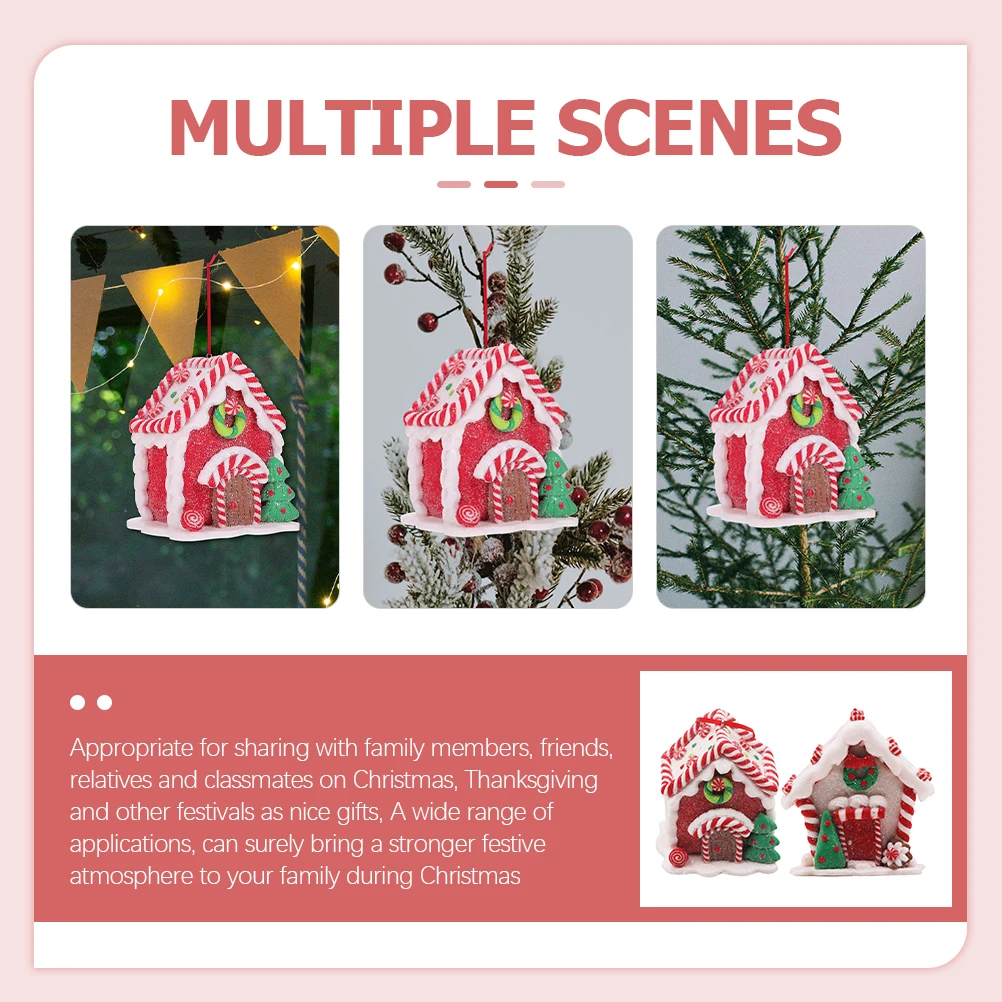 

Gingerbread Candy House Pendant Mini Resin Xmas Houses Small Christmas Decor Decorations Door Village Miniature Accessories