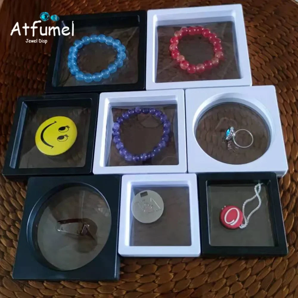 

Transparent Ring Earrings Box Suspension Coin Medal Display Stand Beads Bracelet Pendant Jewelry Storage PET Film Box