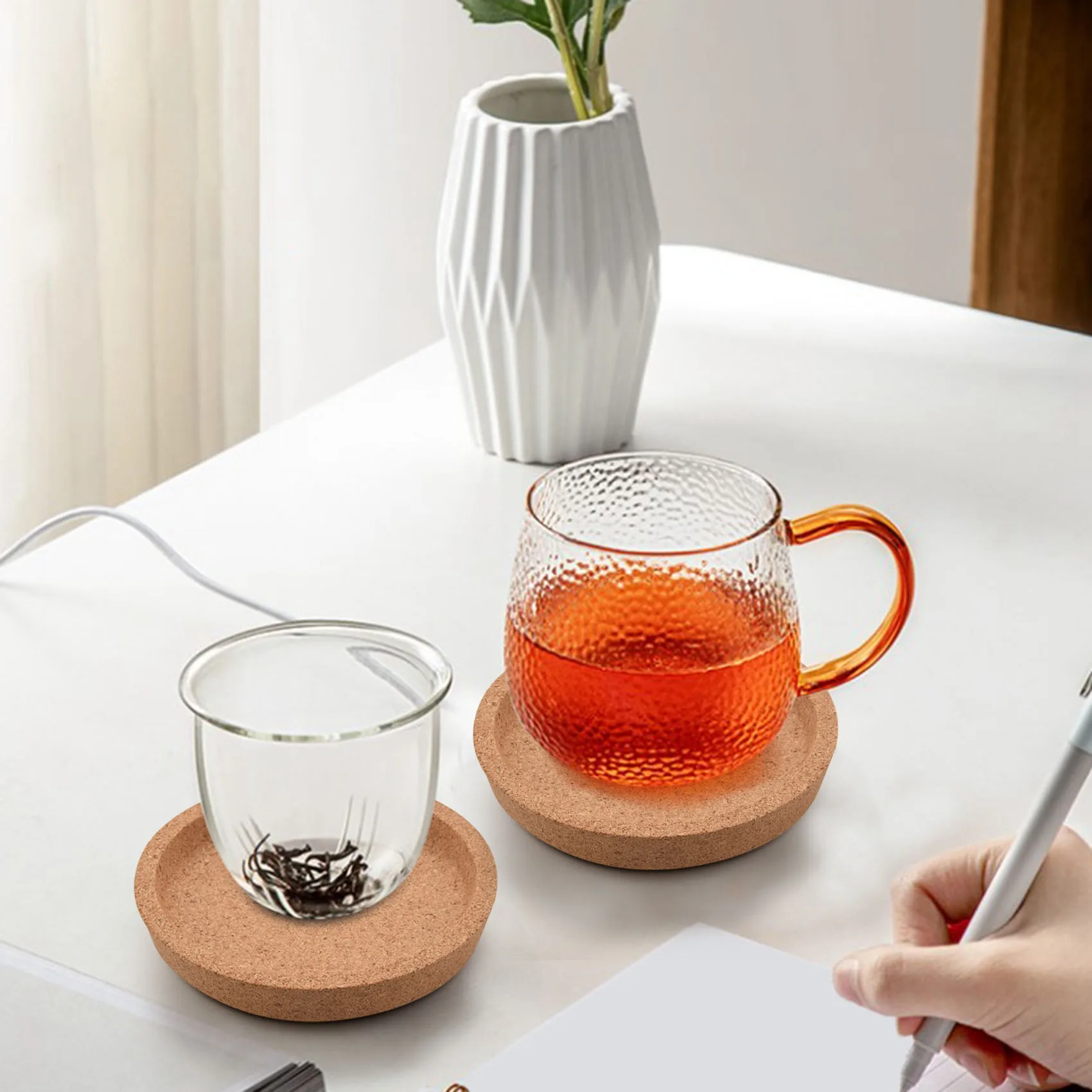 

ABVG-Round Cork Coasters For Drinks,4 Inch Absorbent Round Cork For Most Kind Of Mugs In Office,Home,Or Cottage Glasses Cup