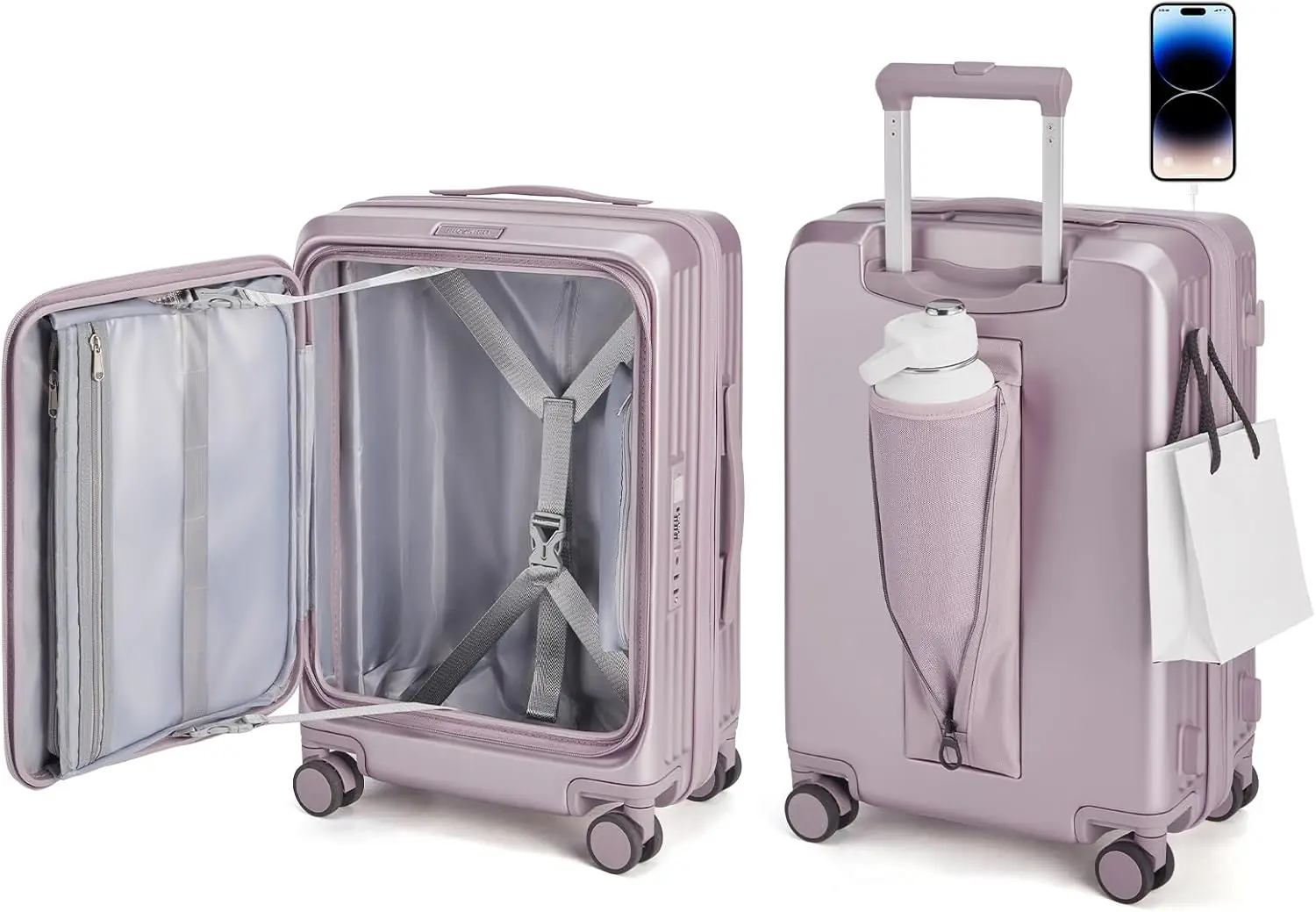 

BAGSMART Top Opening Carry On Luggage 22x14x9 Airline Approved with TSA Lock, Expandable 20 Inch Deep Compartment Hard Shell Sui