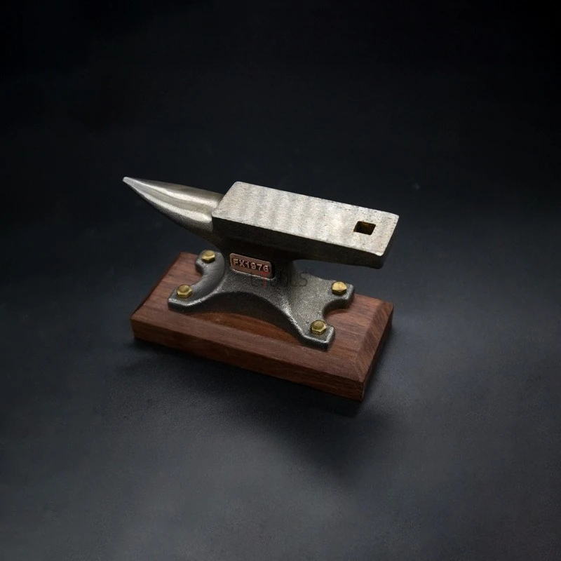 Iron Anvil Horn Pointed Iron Table Tiger Pliers Pliers Iron Anvil 1pc Wooden Base Steel Anvil Premium Black Walnut Household