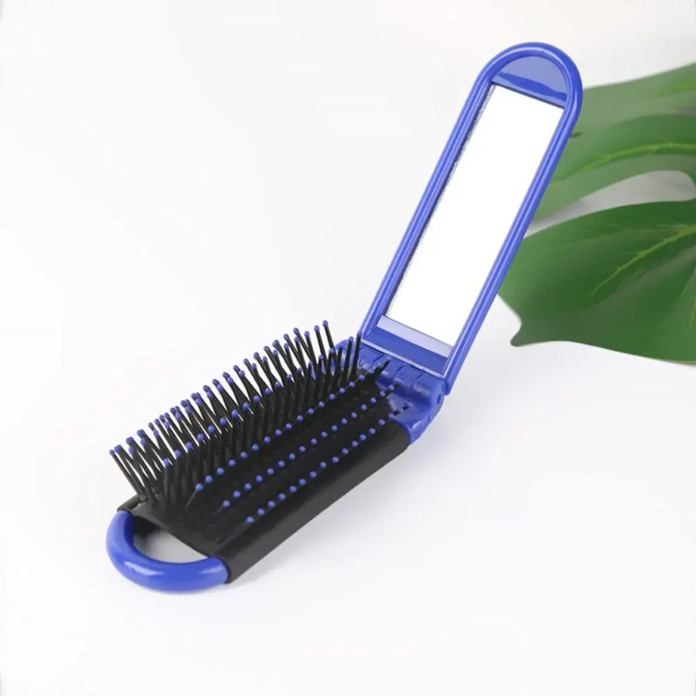 Mini 2 in 1 Comb Mirror Set Colorful Dual-Use Massage Comb Compact Pocket Anti Static Air Bag Hair Comb Hair Styling Accessories