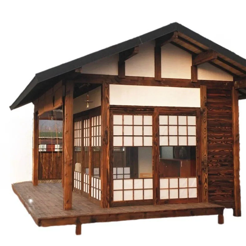 New Chinese style antique chalet outdoor pavilion homestay Japanese style courtyard villa garden tea room solid wood house