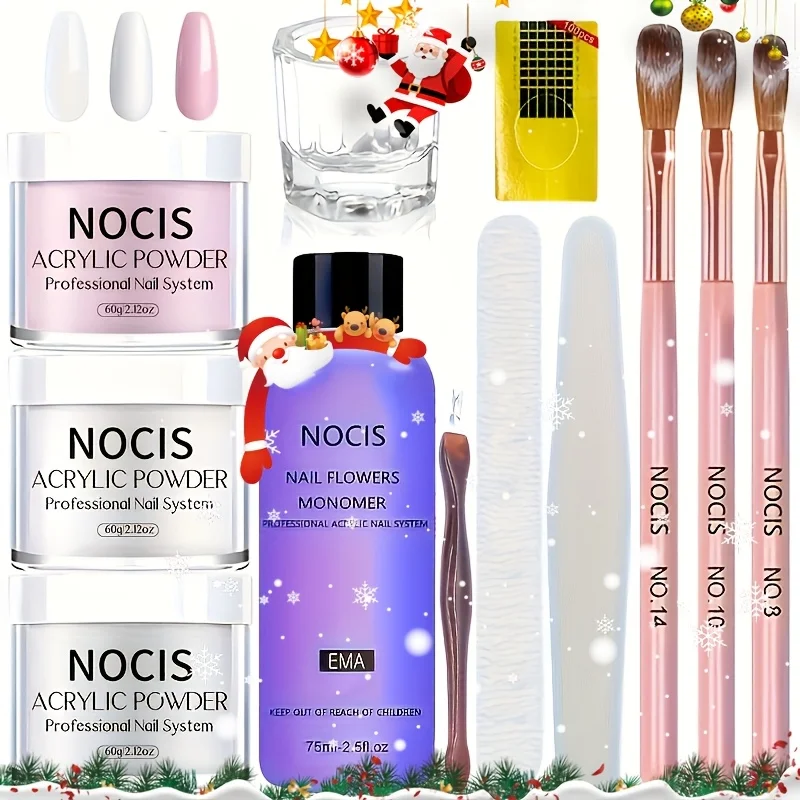 

Acrylic for Nail Kit - Clear/White/Pink Acrylic Powder And Liquid Set with Brush, Starter Kit for Nail Extension Beginners