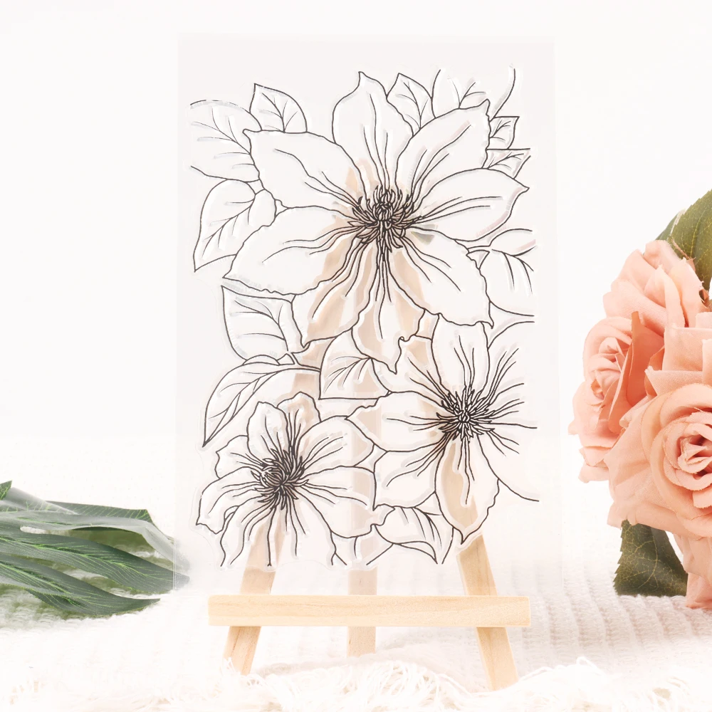 Vintage Flower Series Clear Silicone Stamps Journal Handbook Scrapbook Album Labels DIY Collage Aesthetic Craft Rubber Stamps