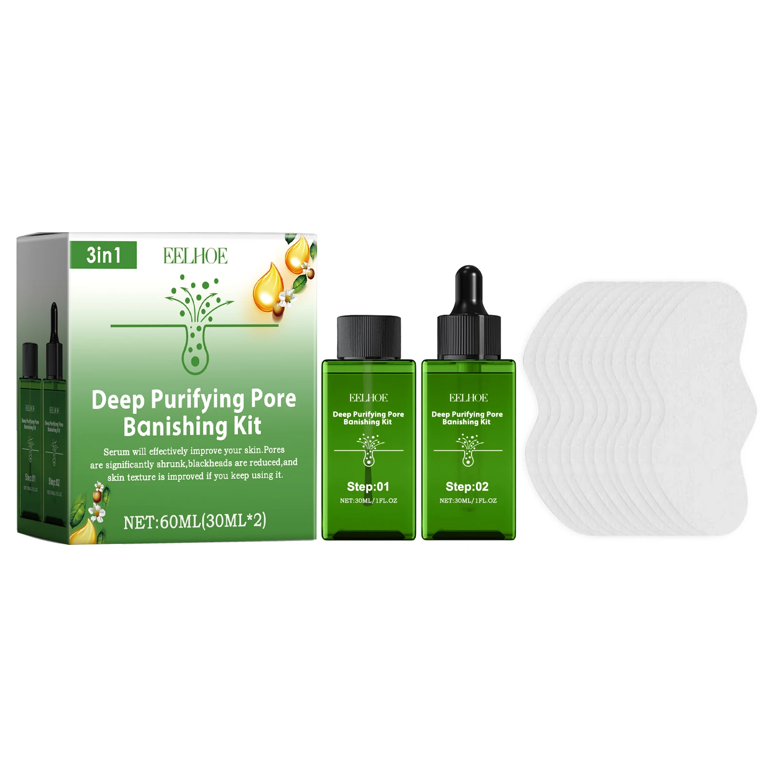 

EELHOE Deep Purifying Pore Banishing Kit Pore Thinning And Blackhead Remover Moisturizing Essence 1pcs