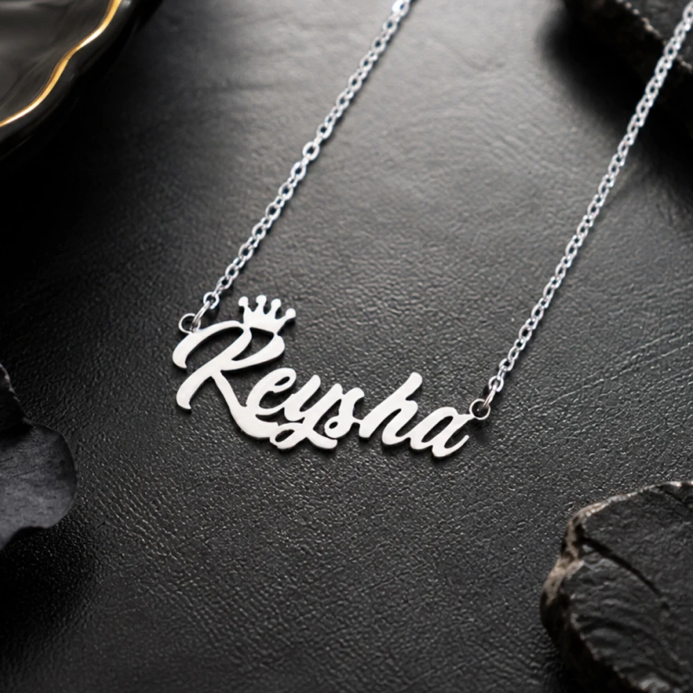 Customized Name Crown Necklace, Personalized Gift for Her