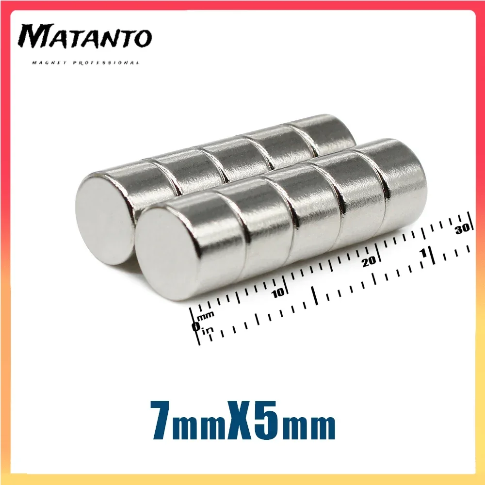 20/50/100PCS 7x5mm Mini Round Super Strong Neodymium Magnets N35 Powerful Fridge Magnets 7*5mm Magnetic Sheet Fishing Magnet