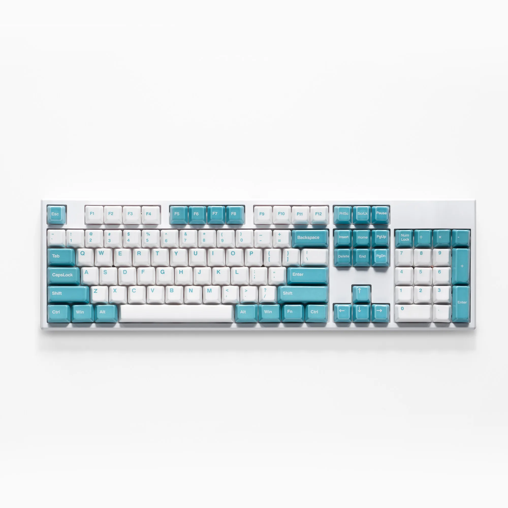 Ceramic Keycap Set  Full Set 114 Key Cyan Spell White Custom Keycaps for Mechanical Keyboard Magnetic Axis Key Caps PC Boy Gifts