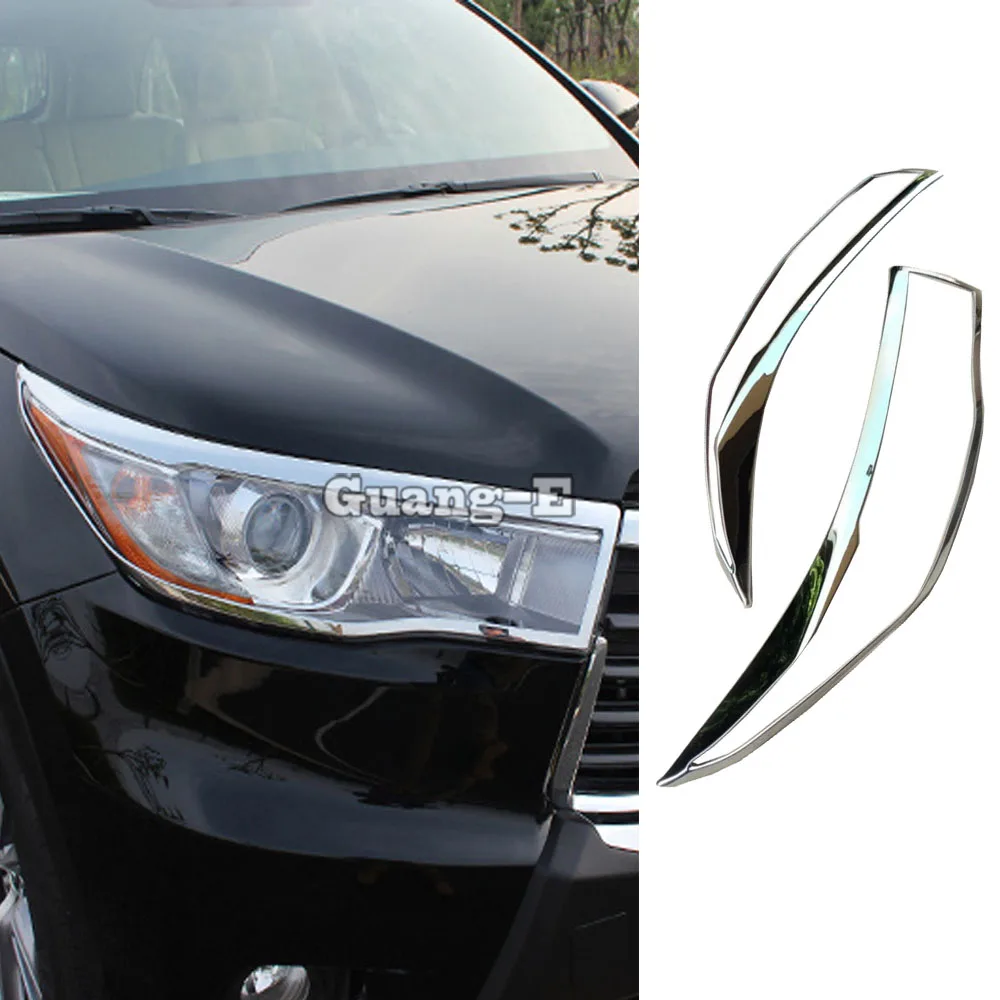 Top Quality Car Front Head Light Lamp Hood Molding Frame Stick ABS Chrome Cover Trim For Toyota Highlander 2015 2016 2017