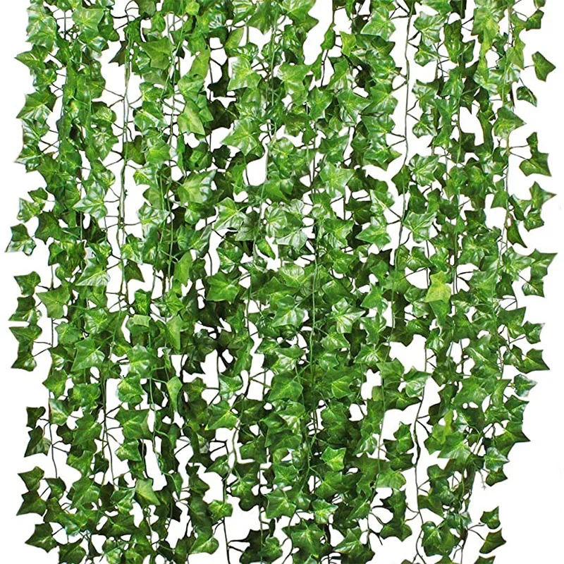 3/6pcs Artificial Ivy Leaf Plants Vine Hanging Garland Fake Foliage Flowers Home Kitchen Garden Office Wedding Wall Decor Rattan