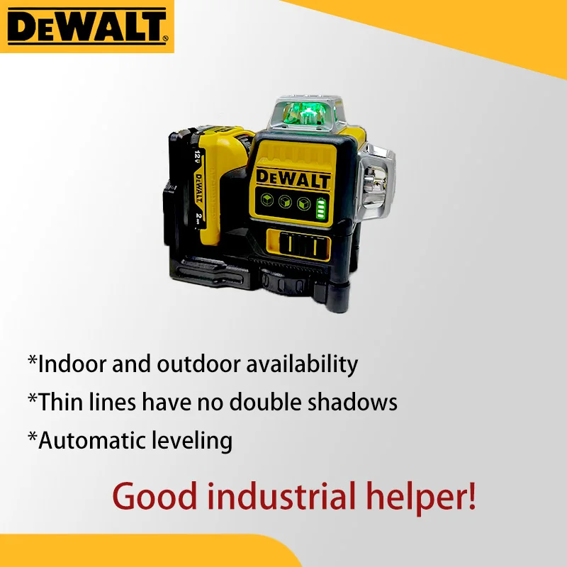 

DEWALT DW089LG 12-Line 3-Side 360-Degree Vertical Laser Level with 12V Lithium Battery Green Meter for Outdoor Use